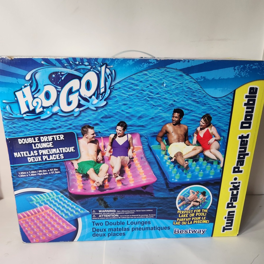 Bestway H2OGO Double Drifter Lounge Twin Pack Pool Lake Inflatable Float